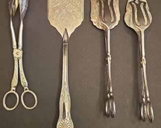 Victorian Silver Plated Serving Utensils Set