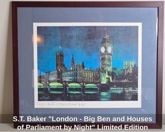 S.T. Baker London  Big Ben and Houses of Parliament by Night Limited Edition Print