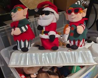 Animated Christmas Figurines Set Santa and Elves