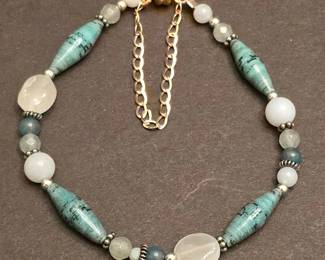 Beaded Bracelet with Paper Beads and Gemstones