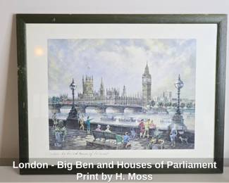 London  Big Ben and Houses of Parliament Print by H. Moss