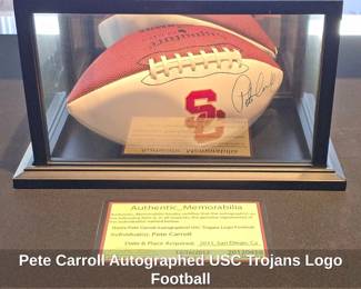 Pete Carroll Autographed USC Trojans Logo Football