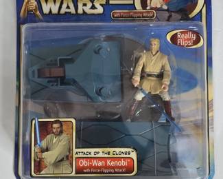 Star Wars Attack of the Clones ObiWan Kenobi with ForceFlipping Attack