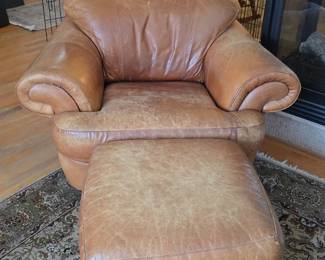 Niroflex Leather Armchair and Ottoman Set