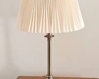 Brass Candlestick Table Lamp with Pleated Shade