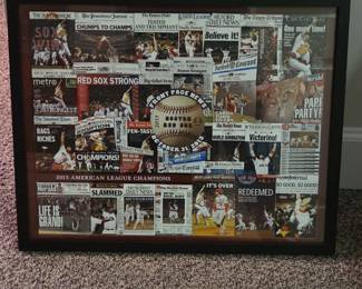 Boston Red Sox World Series Champions Framed Newspaper Collage