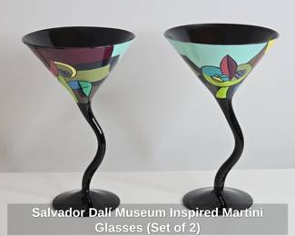 Salvador Dal Museum Inspired Martini Glasses Set of 