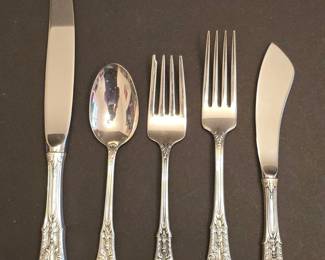 Wallace Sterling Silver Rose Point Pattern Flatware Set
