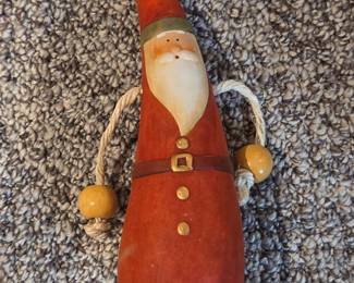 HandPainted Gourd Santa Claus Figurine with Wooden Beads