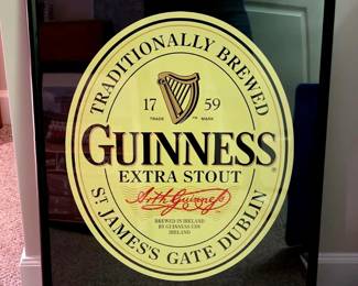 Vintage Guinness Extra Stout Mirror Sign Traditionally Brewed