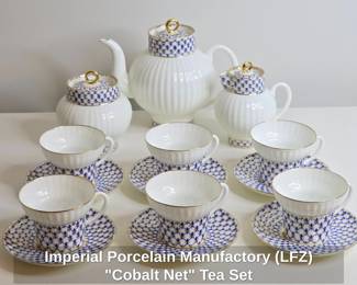 Imperial Porcelain Manufactory LFZ Cobalt Net Tea Set second image