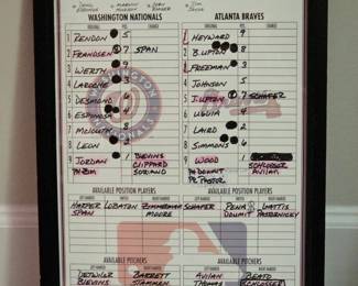 Atlanta Braves at Washington Nationals Game Day Lineup Card