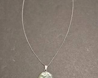 Sterling Silver and Moldavite Pendant Necklace