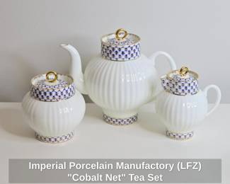 Imperial Porcelain Manufactory LFZ Cobalt Net Tea Set