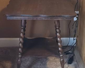 Victorian Style Barley Twist Side Table with Scalloped Edges