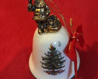 Spode Santa and Christmas Tree Bell Ornament