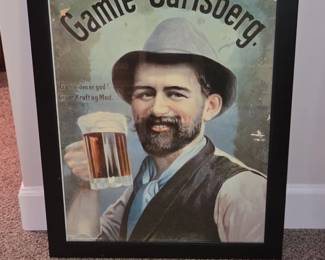 Gamle Carlsberg Advertisement Poster  Giver Kraft og Mod.