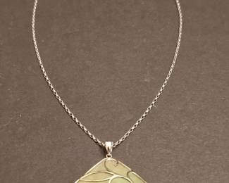 Sterling Silver and Jade Pendant Necklace