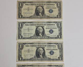 United States Silver Certificate One Dollar Bills