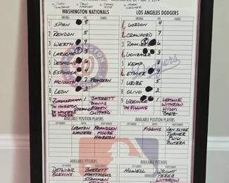 Los Angeles Dodgers at Washington Nationals Game Day Lineup Card