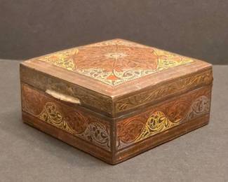 Antique Syrian Damascene Inlaid Metal Box second image