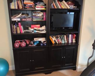 Black Arch Top Bookcase with Cabinet Base second image