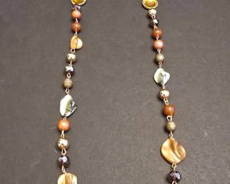 Beggars Bead Necklace with Agate and Shell Accents
