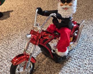 Animated Dan Dee Collectors Choice Santa Claus on Motorcycle