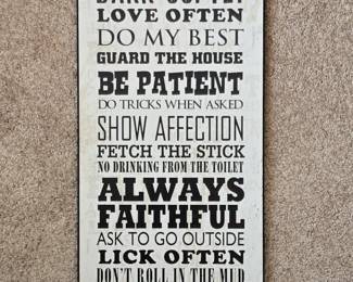 Dog Rules Wooden Sign