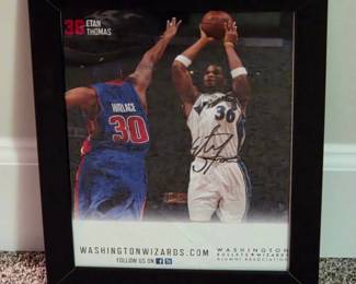 Signed Etan Thomas Washington Wizards Photograph