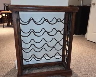 Wooden Wine Rack with Wavy Metal Racks