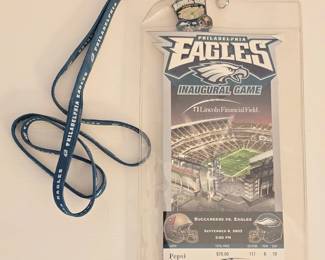 Philadelphia Eagles Inaugural Game Ticket Stub and Lanyard