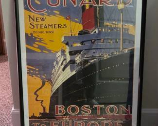 Cunard Line Boston to Europe Travel Poster second image