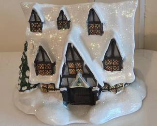 Glittery SnowCovered Cottage Christmas Village House
