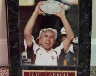 Pete Carroll USC Trojans Crystal Football Display