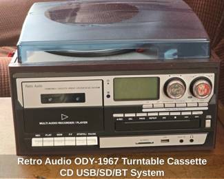 Retro Audio ODY Turntable Cassette CD USB or SD or BT System