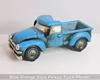 Blue Vintage Style Pickup Truck Planter