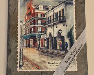 Vieux Carr Bourbon Street Slate Plaque by Calas Sketches LLC