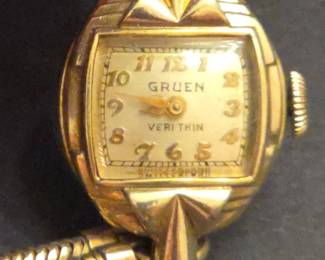 Gruen VeriThin K Gold Filled Womens Watch with Gemex Bracelet