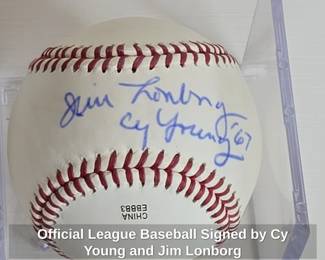 Official League Baseball Signed by Cy Young and Jim Lonborg second image