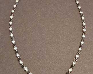 Art Deco Style Alternating Black and White Stone Necklace