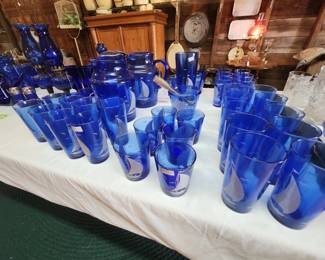 Hazel Atlas, 1930-40s, "Sportsman" pitchers and glasses