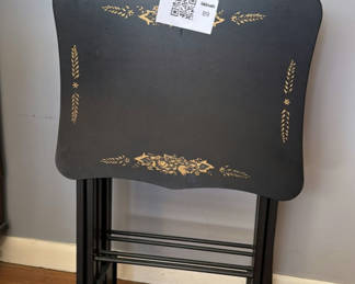 Lot 89: ARTEX Black Folding Tables with Gold Floral Design