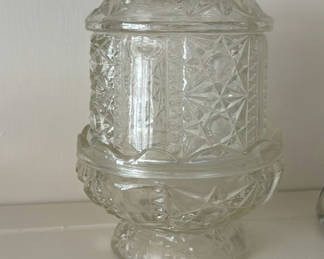 Lot 47: Lead Crystal Pitcher and Two Lidded Jars