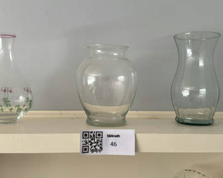 Lot 46: Three Glass Vases and Three Coca-Cola Glass Bottles