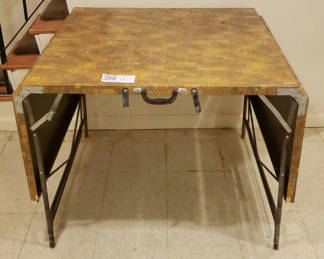 Lot 110: Wooden Folding Table with Metal Legs