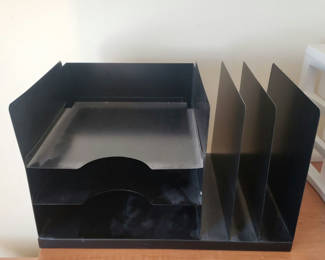 Lot 90: Office Desk with Assorted Desk and Office Organizers