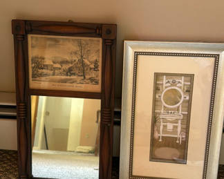 Lot 66: Framed Mirror and Framed Art Print