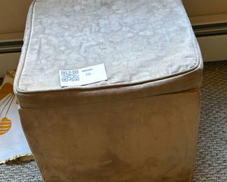 Lot 70: Upholstered Storage Ottoman With Multi-Game Board Set