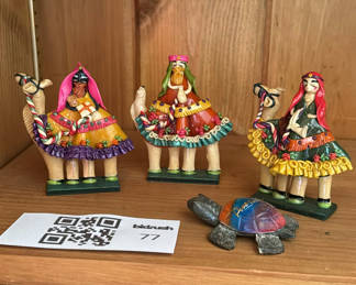 Lot 77: Three Decorative Figurines and Turtle Figurine